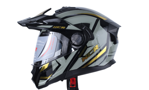 KASK ÇENE AÇILIR VİZÖRLÜ 165 ECE BELGELİ - SARI-GRİ GRAFİK