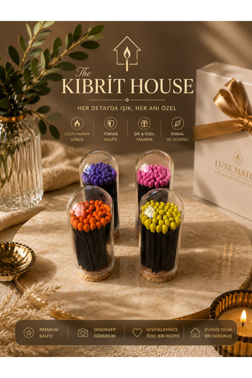 4’Lü The Kibrit Black Edition Renkli Dekoratif Kibrit Seti – Cam Tüp Koleksiyonu | Premium Tasarım, Ev Dekoru ve Hediye Alternatifi