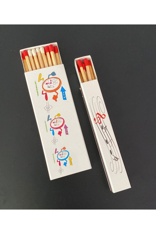 Müzik Notaları Desenli Uzun Şömine Kibriti - 2Li Set
