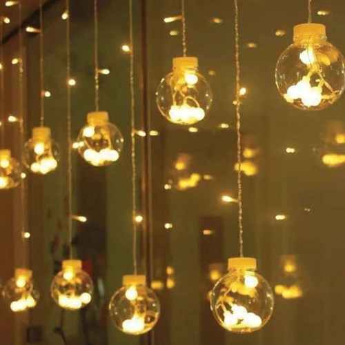 10 Sarkıtlı Kumandalı Dekoratif Top İçi Mini Toplu LED Günışığı Rengi Dekoratif Aydınlatma (50001)