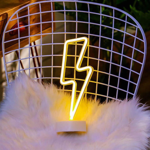 Dekoratif Şimşek Şeklinde Pilli Neon Led Lamba Süs Masa Lambası (50001)