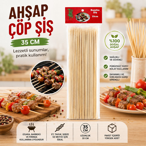 AHŞAP ÇÖP ŞİŞ 35CM 46PCS (50001)