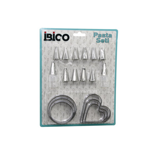 20PCS PASTA SÜSLEME UÇ SETİ= 12-METAL KURABİYE KALIP METAL=3-KALP - 3-YUVARLAK 2-UÇ TUTUCU PLS.ADAPT