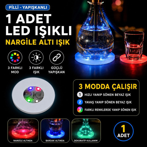 RGB LED Nargile Altı Işık 1 Adet 6 CM Çapındadır (50001)