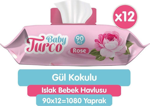Gül Kokulu Islak Bebek Havlusu 12X90 Adet