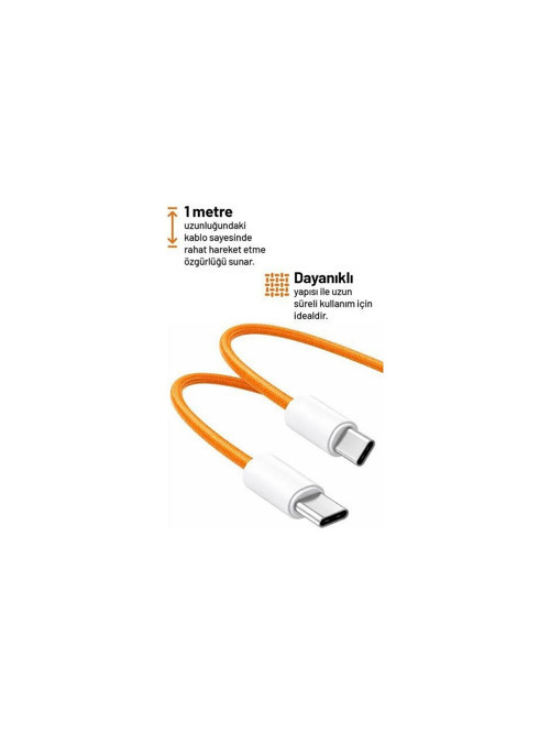 60W iPhone Uyumlu Çift Taraf Type C Kablo ( Sim Kart Çıkarma Teli Hediyeli) 17 / 17 Pro / 17 Air / 17 Pro Max 15 - 16 - Pro Plus