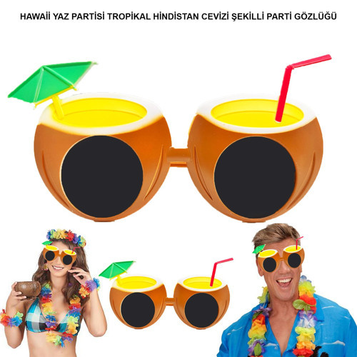Hindistan Cevizi Tropikal Hawaii Yaza Merhaba Parti Gözlüğü (5477)