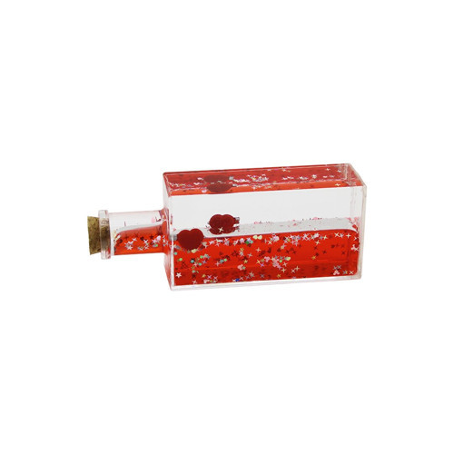 KIRMIZI SU KALP - YILDIZ DİKDÖRTGEN MİKA ŞİŞE YÜZEN BATMAYAN DEKORATİF BİBLO AKVARYUM4.2X6.4X17CM (5
