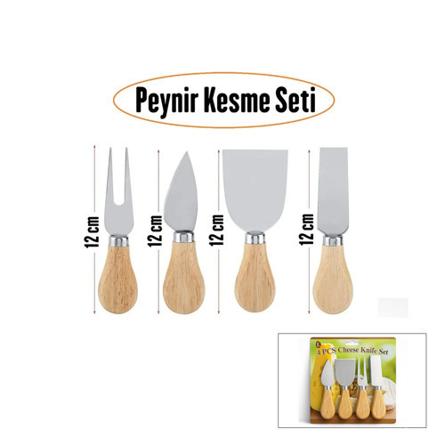 CHEESE KNİFE SET 4PCS PEYNİR BIÇAK SETİ AHŞAP BAMBU SAPLI (5477)