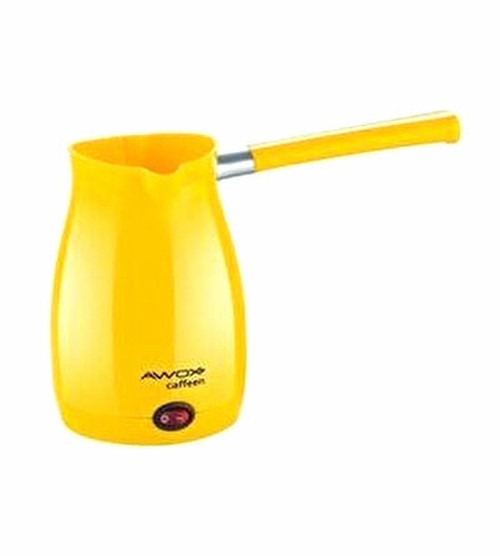AWOX CAFFEEN SARI ELEKTRİKLİ CEZVE TÜRK KAHVESİ MAKİNESİ PLASTİK ÇİFT AĞIZ 0.4LT - 5 FİNCAN