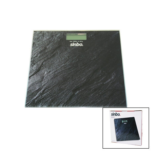 DİJİTAL - PİLLİ CAM BANYO BASKÜLÜ LCD EKRAN - SICAKLIK GÖSTERGELİ 180KG/50GR 26X26CM SİNBO SB