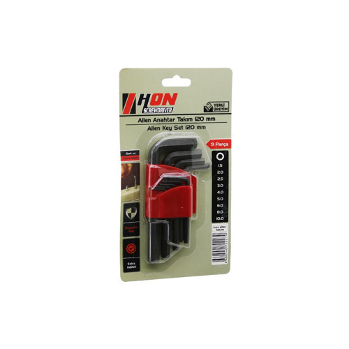 9PCS SİYAH KISA - DÜZ 120MM ALYAN ALLEN ANAHTAR TAKIMI BRKT-702279 (5477)