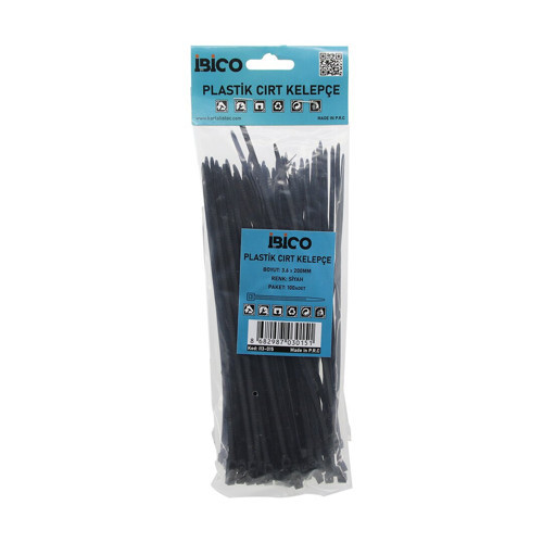 SİYAH 3.6X200MM PLASTİK CIRT KELEPÇE 100PCS (5477)