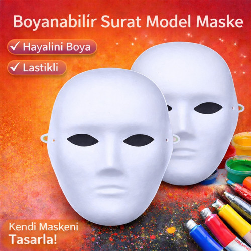 Boyanabilir Surat Model Maske – Lastikli | Kendin Tasarla (5477)