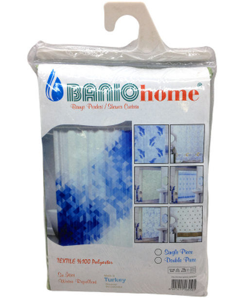 POLYESTER ÇİFT KANAT SU İTİCİ BANYO PERDESİ 90X200CM (5477)