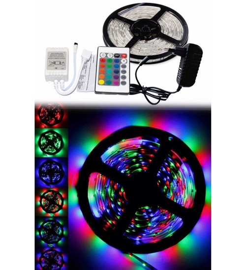 5 Metre Rgb Şerit Led Seti-İç ve Dış Mekan Silikonlu-Tak Çalıştır (5477)