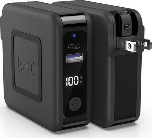 Priz Başlıklı 10,000 mAh Kablosuz Şarj Destekli Powerbank Adaptor