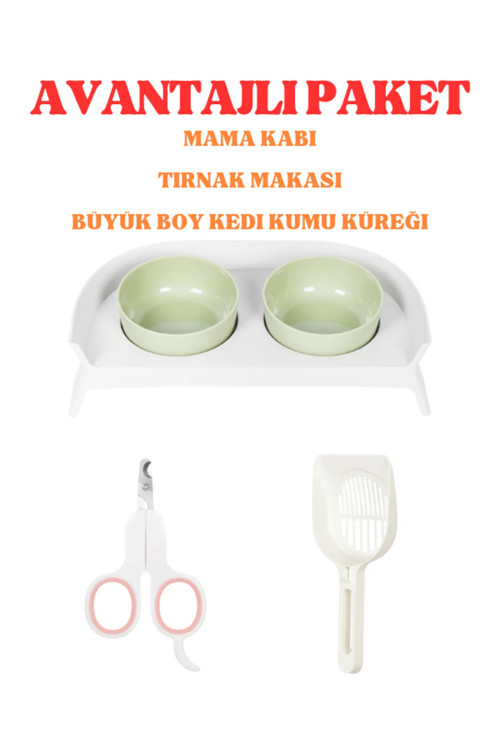 AVANTAJLI PAKET - Mama Kabı - Tırnak makası - Büyük boy kedi kumu küreği