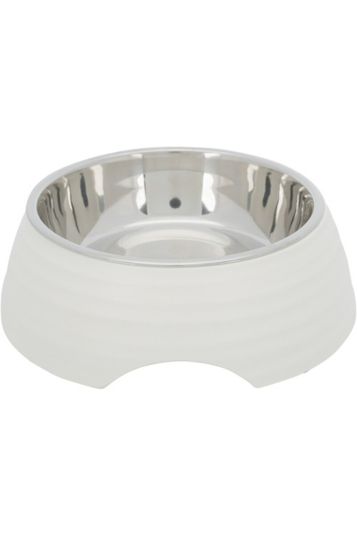 Köpek Mama ve Su Kabı, Melamin/Paslanmaz Çelik, 0.8lt/ø22cm, Beyaz