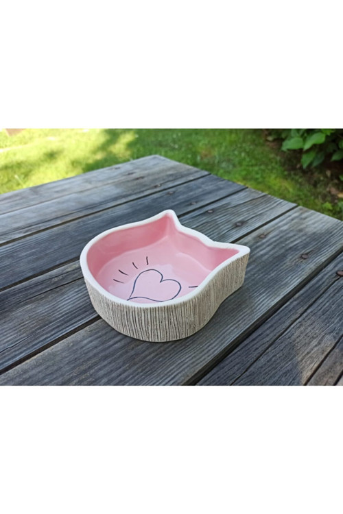Kedi Seramik Mama Kabı (PEMBE)
