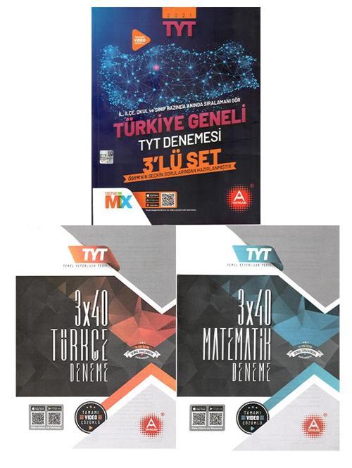 A Yayınları TYT 3 lü Deneme ile 3x40 Türkçe Matematik Deneme Seti Kitap Set A Yayınları