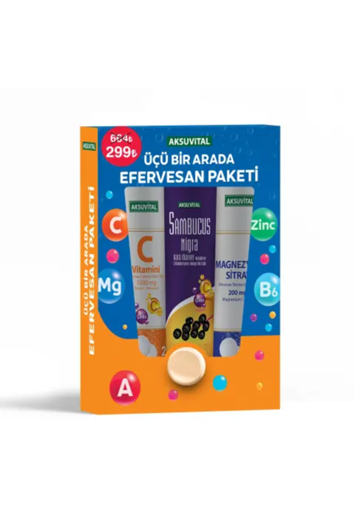 ÜÇÜ BİR ARADA EFERVESAN SETİ | C Vitamini + Sambucus + Magnezyum Sitrat