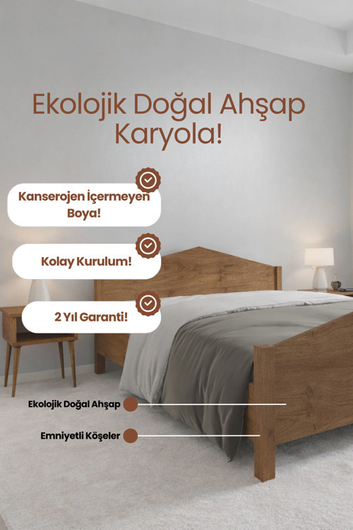 Milano Masif Ahşap İskandinav Retro Karyola