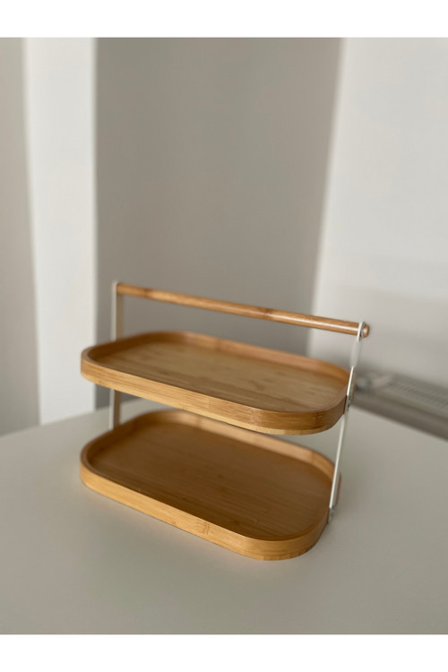 2 Katlı Bambu Stand / Sunumluk