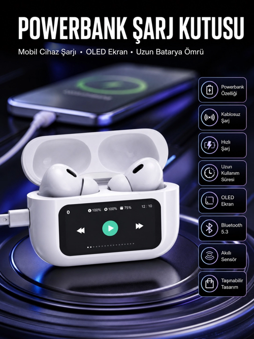 Kulak İçi Ekranlı Müzik Dinleme Çağrı Cevaplama Siyah Yeni Nesil