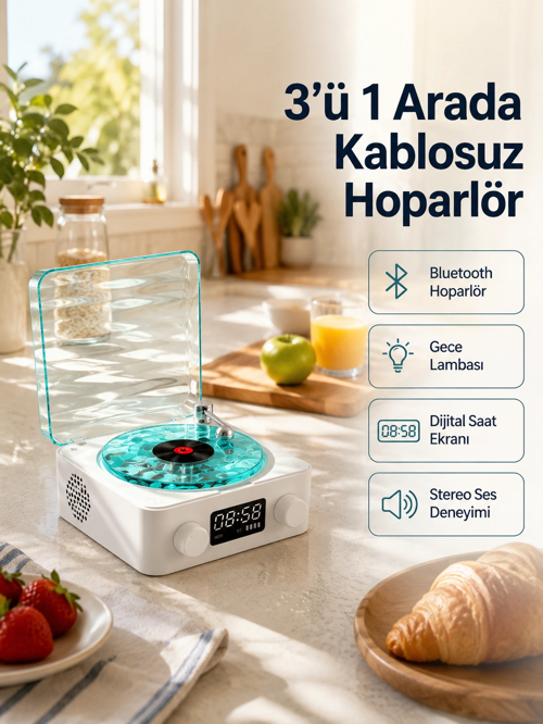 Hoparlör – 3-Ü-1 Saatli Gece Lambası Tasarım