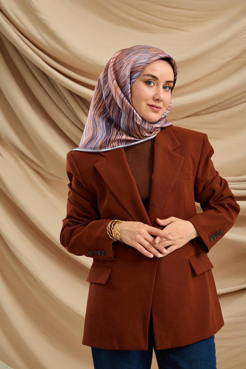 Tivil Saf İpek 11484 - 28 Pudra Çizgi Desen