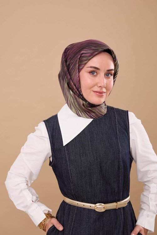 Tivil Saf İpek 11484 - 29 Mor Çizgi Desen