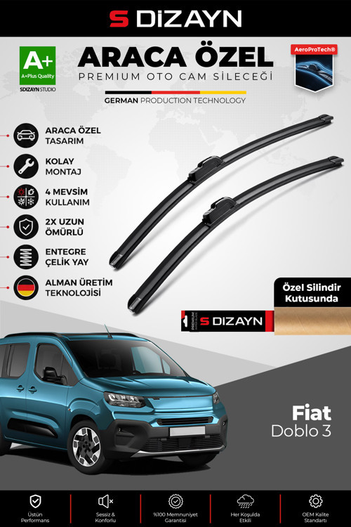 Fiat Doblo 3 Ön Cam Silecek Seti 2023 Üzeri Premium Araca Özel 65-43 Cm A+ Kalite
