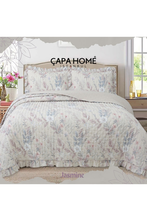 Fırfırlı Demet Empirme Baskılı Stone Wash Micro Soft Çift Kişilik Yatak Örtüsü