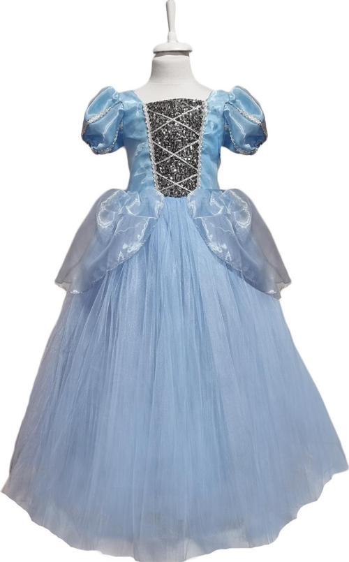 Mavi Sindirella Kostümü Sindirella Elbise- Prenses Elbise Mavi Elbise Cinderella Cosplay