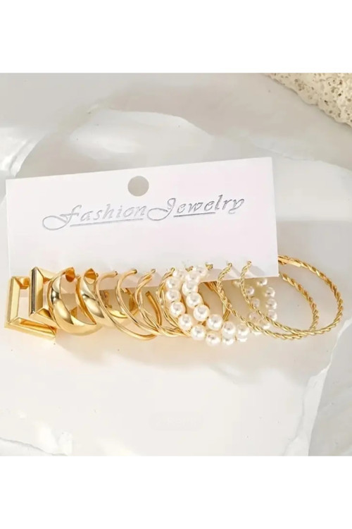 6 Çift Gold Kaplama Kombin Küpe Seti – Trend Model