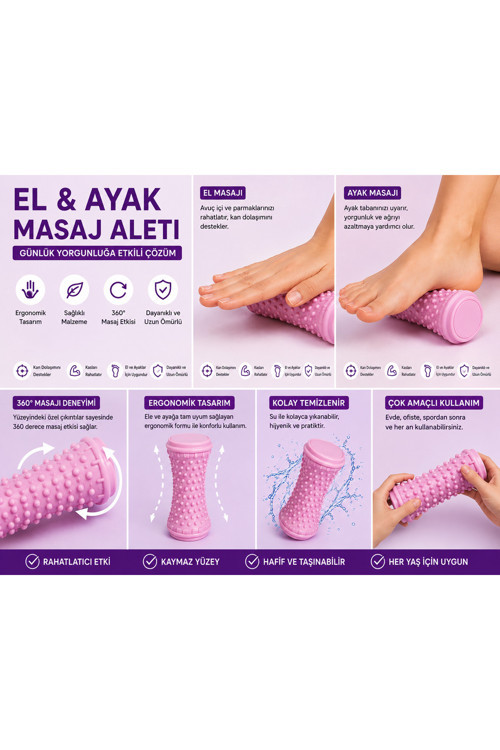El ve Ayak Masaj Silindiri Manuel Masaj Rulosu Kas Gevşetici topuk dikeni egzersiz aleti