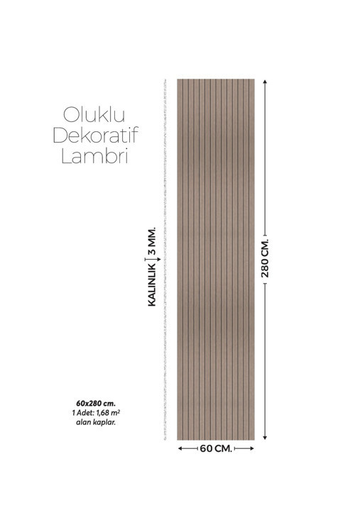 Bej Desenli Duvar Lambiri 60x280 Cm-Kendinden Yapışkanlı