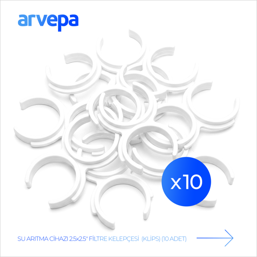 Su Arıtma Cihazı 2.5x2.5" Çiftli Filtre Kelepçesi (Klips) 10 Adet - Esnek Yapı