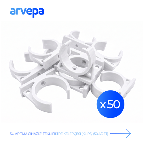 Su Arıtma Cihazı 2" Tekli Filtre Kelepçesi (Klips) 50 Adet - Esnek Yapı