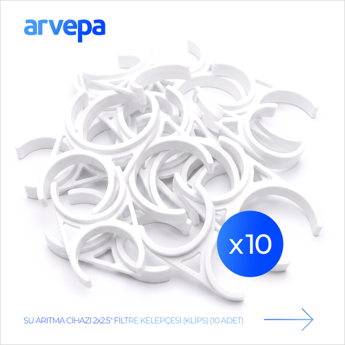 Su Arıtma Cihazı 2x2.5" Çiftli Filtre Kelepçesi (Klips) 10 Adet - Esnek Yapı