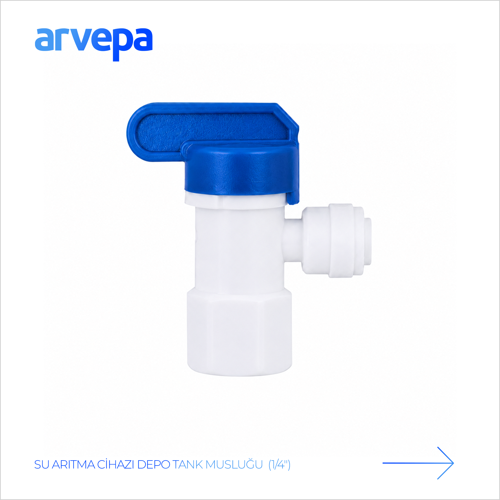 Su Arıtma Cihazı 1/4" Depo Tank Musluğu - Geçmeli (Quick) Bağlantı