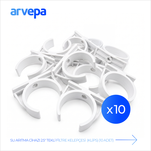 Su Arıtma Cihazı 2.5" Tekli Filtre Kelepçesi (Klips) 10 Adet - Esnek Yapı