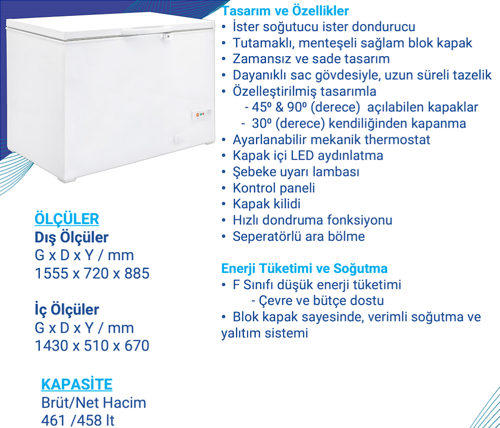 D570 Df Dual F Sandık Tip Derin Dondurucu