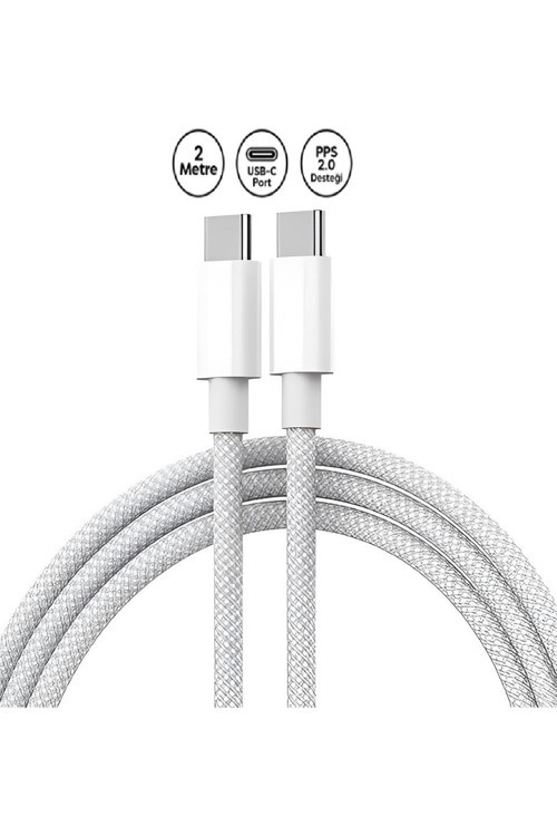 Apple Macbook Pro /Air Uyumlu 2 metre Hasır Örgülü Şarj Kablosu Type C İOS Serftifikalı Ürün