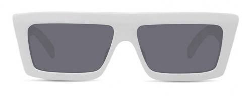 CL40214U 25A Unisex Güneş Gözlüğü - Kare Form Beyaz Kemik Çerçeveli Füme Camlı