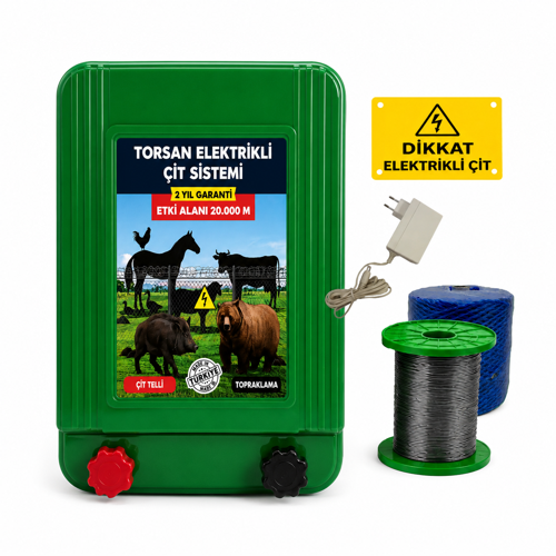 220V ADAPTÖRLÜ EKO PLUS 2000 Elektrikli Çit Sistemi ( Domuz - Ayı Kovucu ) 2000MT