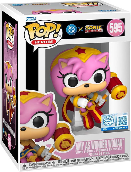 Pop! Heroes: Jla & Sonic - Amy Rose As Wonder Woman - Sonic + Dc Comics - Koleksiyon Vinil Fig
