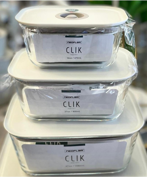Fika Clik Dikdörtgen Saklama Kabı, Bej, 3 Parça Set, 470 Ml, 800 Ml, 1380 Ml