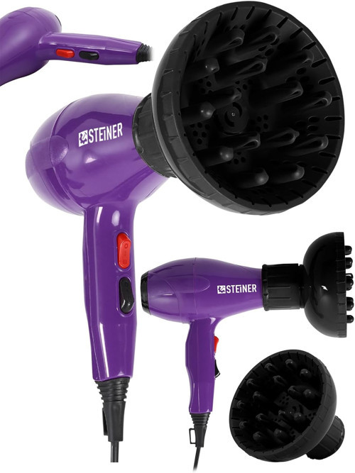 3800 Watt Professional Saç Kurutma Makinesi Ac Motor Fön Makinesi Mor + Difüzör + 2 Adet Baş